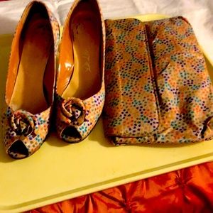 Matching silk purse and heels